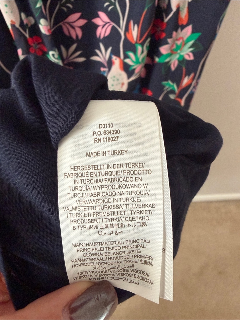 Boden Puff sleeve tiered dress in Navy berry bird pattern sz 10R - Picture 4 of 5